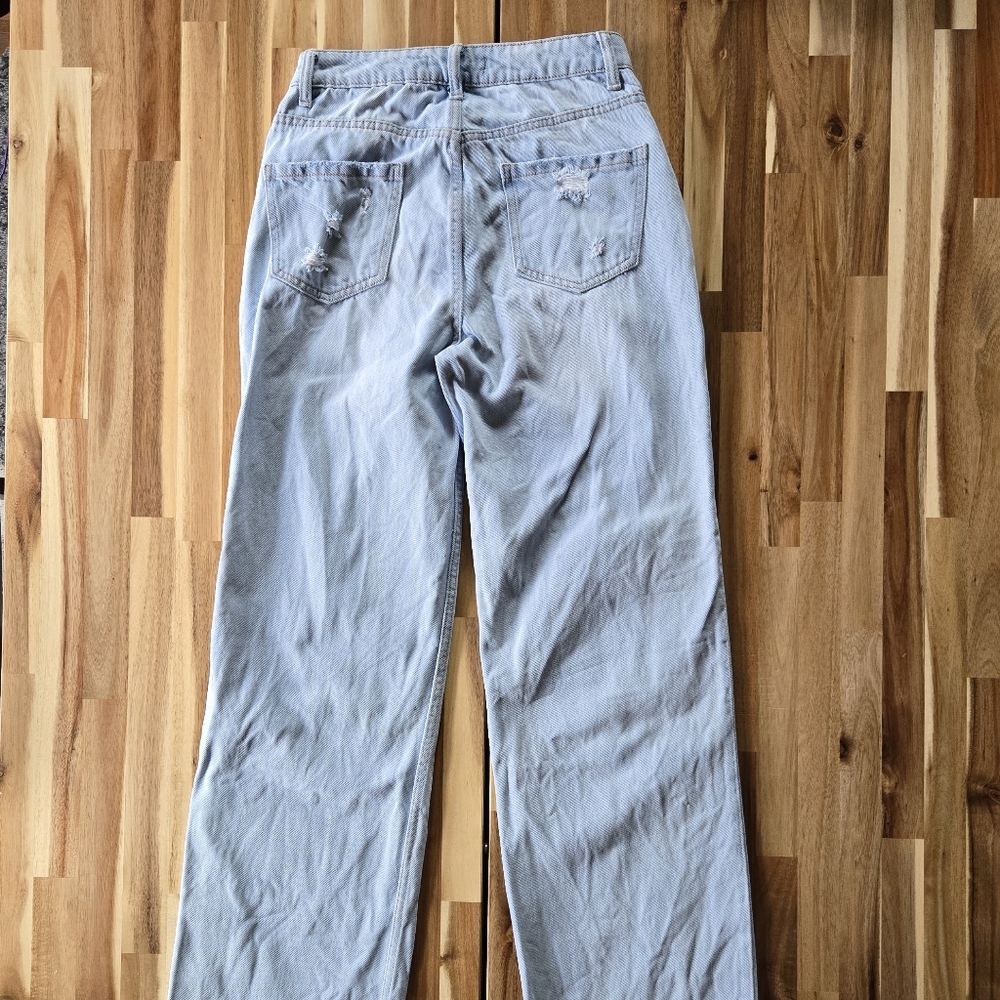 Denim & Co. Women's Ripped Wide Leg Light Blue Jeans Distressed Pockets Size 2 - Picture 11 of 14